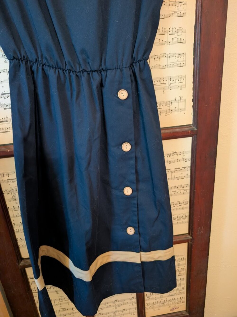 Vintage, Handmade, Navy blue Sailor dress - Picture 3 of 4